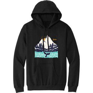 Beluga Whale Tail Kenai Fjords Alaska Pullover Hoodie by Willow Ptarmigan, Black